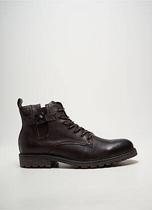 Bottines/boots tissage satiné talon bas marron KDOPA homme