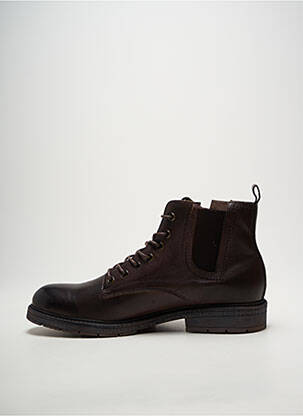 Bottines/boots tissage satiné talon bas marron KDOPA homme
