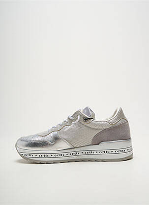Baskets fermeture elastique talon de 4 à 6cm argent CETTI femme