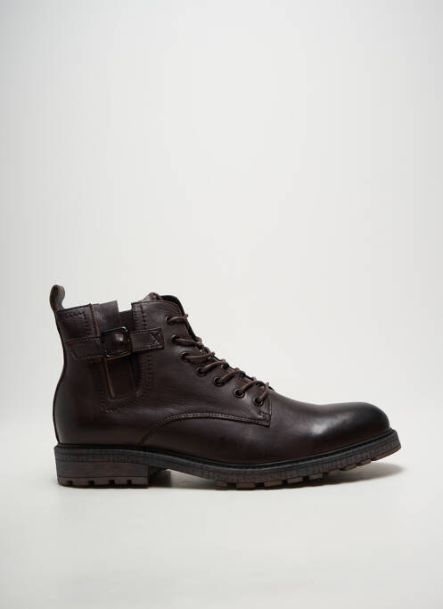Bottines/boots tissage satiné talon bas marron KDOPA homme