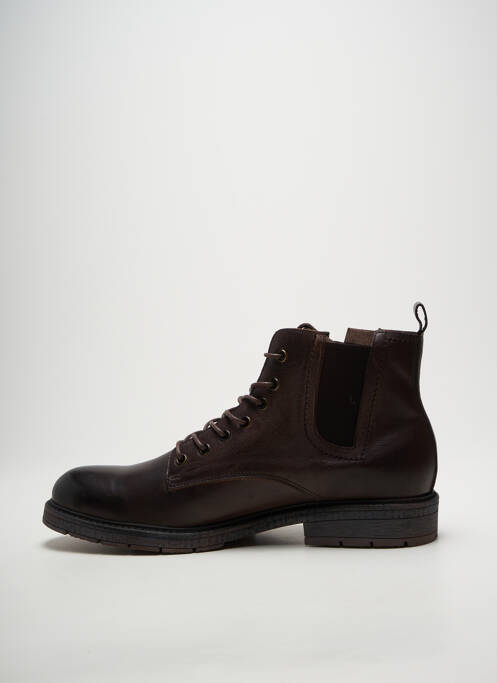 Bottines/boots tissage satiné talon bas marron KDOPA homme