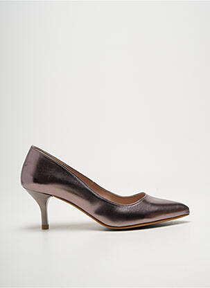 Escarpins tissage satiné talon de 4 à 6cm marron GIULIA femme