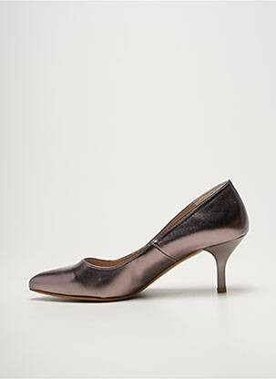 Escarpins tissage satiné talon de 4 à 6cm marron GIULIA femme