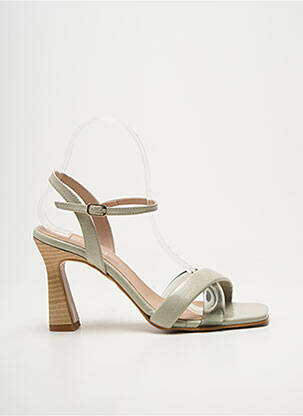 Sandales/nu pieds tissage satiné talon de 7 à 9cm vert GIULIA femme