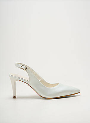 Escarpins tissage satiné talon de 7 à 9cm blanc GIULIA femme
