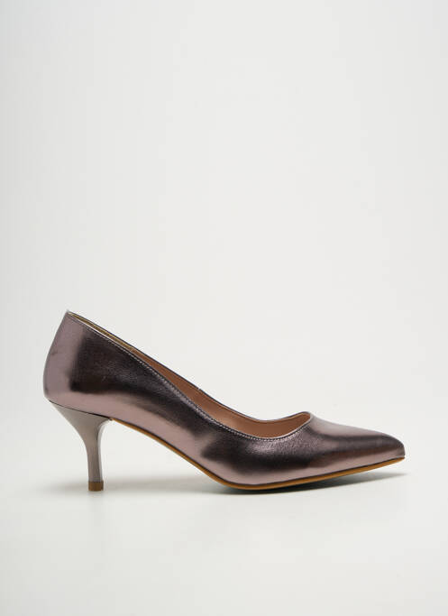 Escarpins tissage satiné talon de 4 à 6cm marron GIULIA femme