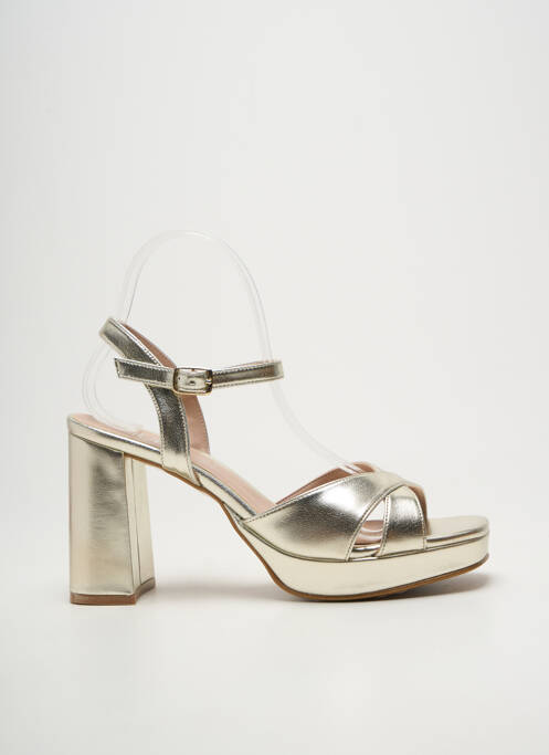 Sandales/nu pieds tissage satiné talon haut de 10cm et plus or GIULIA femme