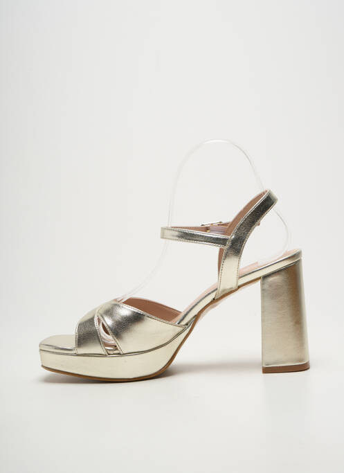 Sandales/nu pieds tissage satiné talon haut de 10cm et plus or GIULIA femme