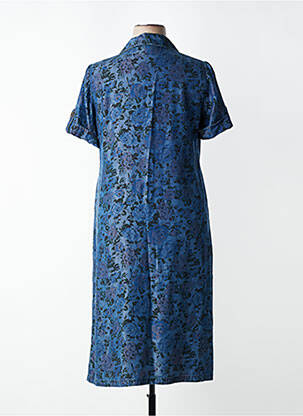 Robe mi-longue imprimé fantaisie manches courtes bleu ATIAN femme