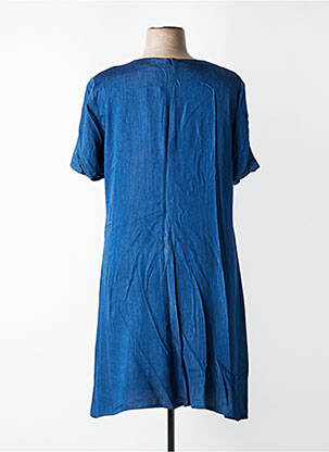 Robe mi-longue manches courtes manches courtes bleu GEVANA femme
