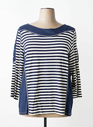 T-shirt coupe droite manches 3/4 bleu GUY DUBOUIS femme