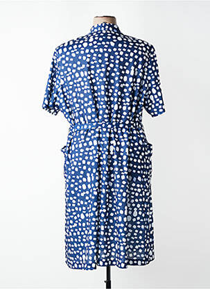 Robe mi-longue imprimé fantaisie manches courtes bleu GUY DUBOUIS femme