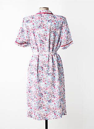 Robe mi-longue imprimé fantaisie manches courtes blanc GUY DUBOUIS femme