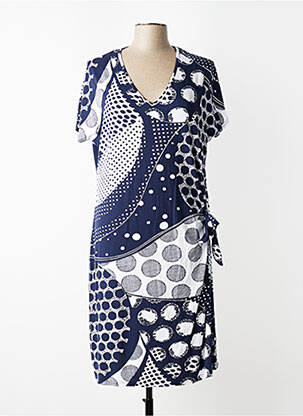 Robe mi-longue imprimé fantaisie manches courtes bleu MARBLE femme