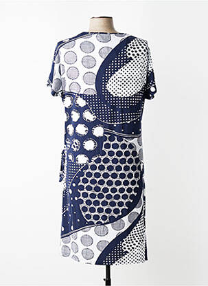 Robe mi-longue imprimé fantaisie manches courtes bleu MARBLE femme