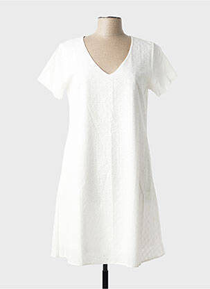 Robe mi-longue manches courtes manches courtes blanc GALMALLA femme
