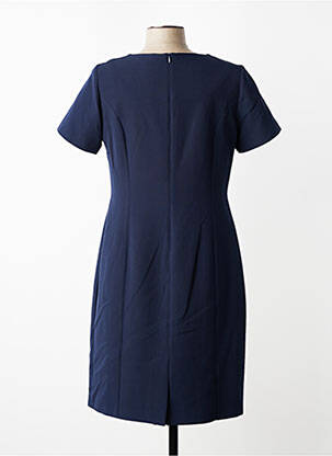 Robe mi-longue imprimé fantaisie manches courtes bleu GUY DUBOUIS femme