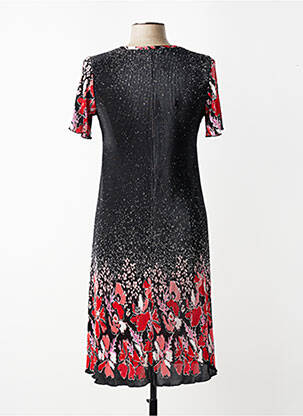 Robe mi-longue imprimé fantaisie manches courtes noir GEVANA femme