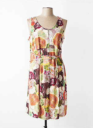 Robe mi-longue imprimé fantaisie sans manche orange GEVANA femme
