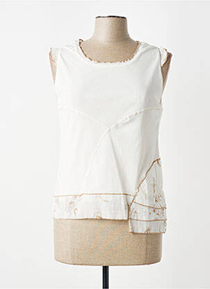 Top coupe cintrée sans manche blanc FRED SABATIER femme
