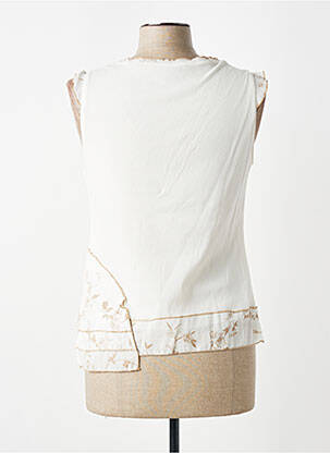 Top coupe cintrée sans manche blanc FRED SABATIER femme