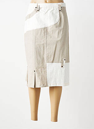 Jupe mi-longue coupe droite beige FRED SABATIER femme