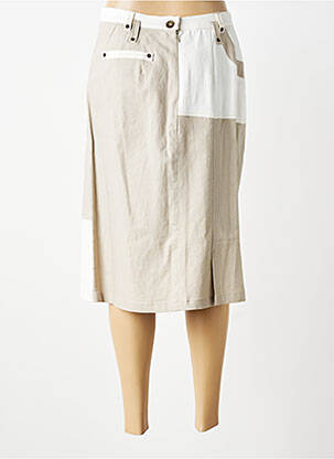 Jupe mi-longue coupe droite beige FRED SABATIER femme