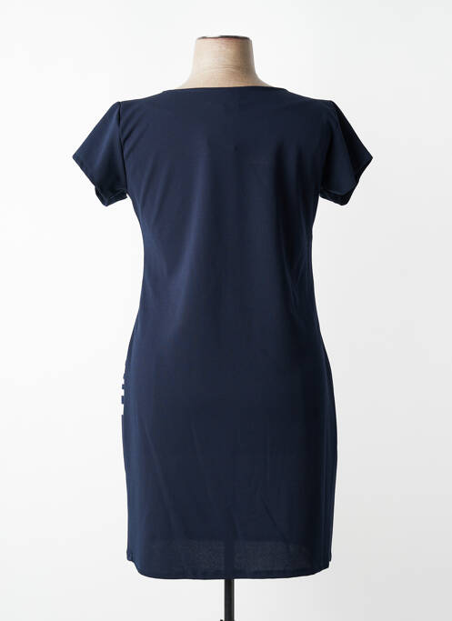 Robe mi-longue imprimé fantaisie manches courtes bleu GALMALLA femme