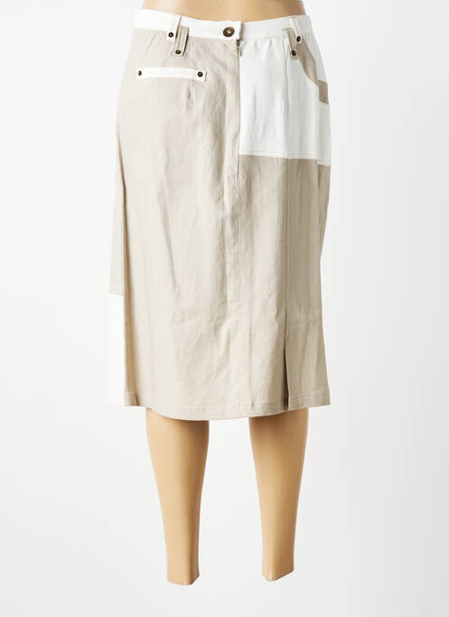 Jupe mi-longue coupe droite beige FRED SABATIER femme