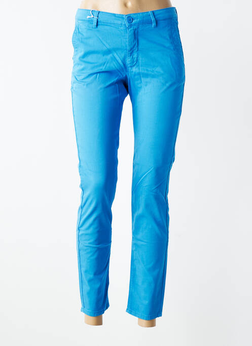Pantalon chino tissage popeline taille normale bleu HAPPY femme