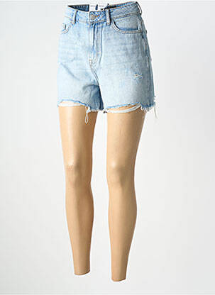 Short tissage denim taille haute bleu PIECES femme