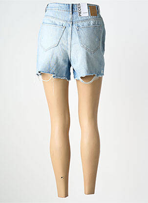 Short tissage denim taille haute bleu PIECES femme