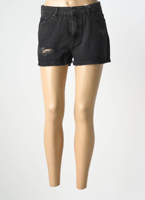 Short tissage denim taille haute noir ONLY femme