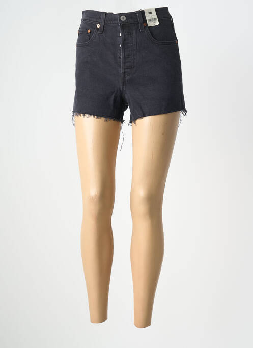 Short tissage denim taille haute noir LEVIS femme