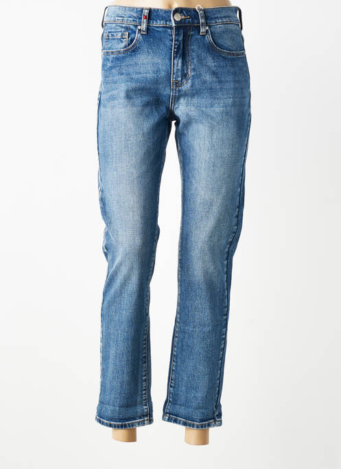 Jeans coupe droite stretch taille normale bleu F.A.M. femme