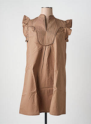 Robe courte manches courtes manches courtes marron ONLY femme