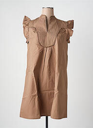 Robe courte manches courtes manches courtes marron ONLY femme