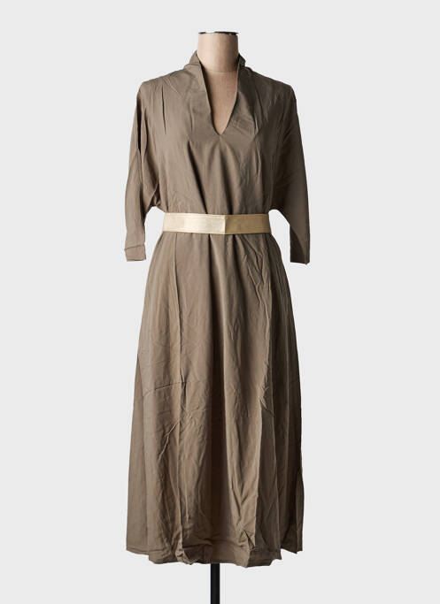 Robe longue coupe cintrée manches 3/4 vert MOLLY BRACKEN femme