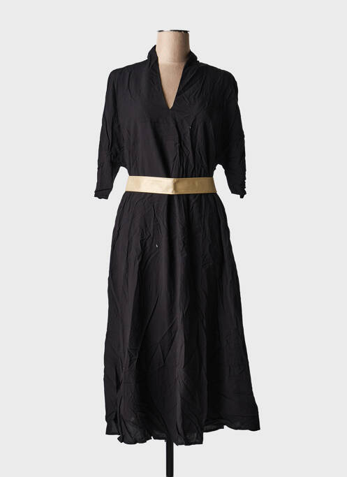 Robe longue coupe cintrée manches 3/4 noir MOLLY BRACKEN femme