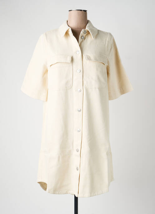 Robe courte manches courtes manches courtes beige PIECES femme