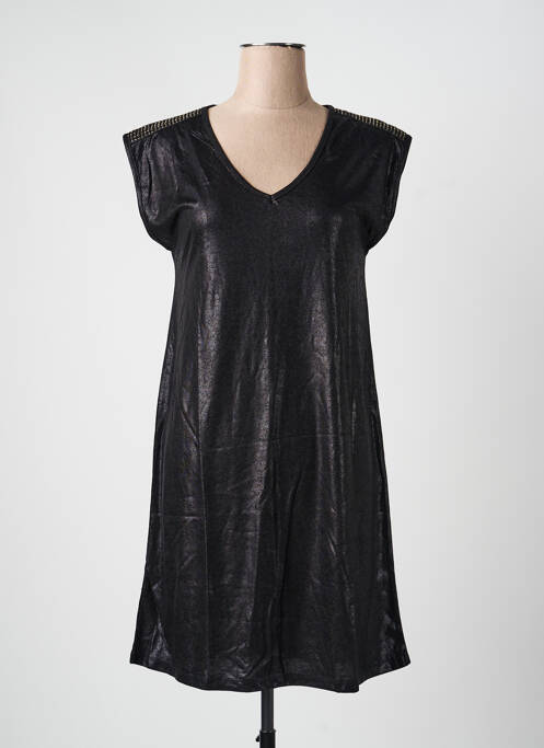 Robe courte manches courtes manches courtes noir PIECES femme