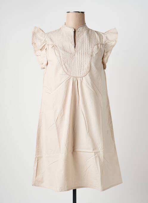 Robe courte manches courtes manches courtes beige ONLY femme