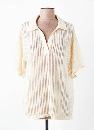 Pull maille ajourée manches courtes beige VERO MODA femme