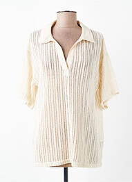 Pull maille ajourée manches courtes beige VERO MODA femme