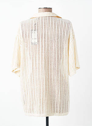 Pull maille ajourée manches courtes beige VERO MODA femme