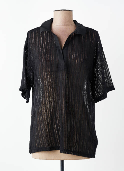 Pull maille ajourée manches courtes noir VERO MODA femme