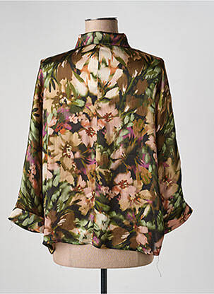 Chemisier imprimé fleurs manches 3/4 marron HALOGENE femme