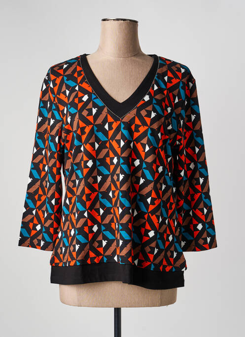 T-shirt imprimé fantaisie manches 3/4 noir CHRISTINE LAURE femme