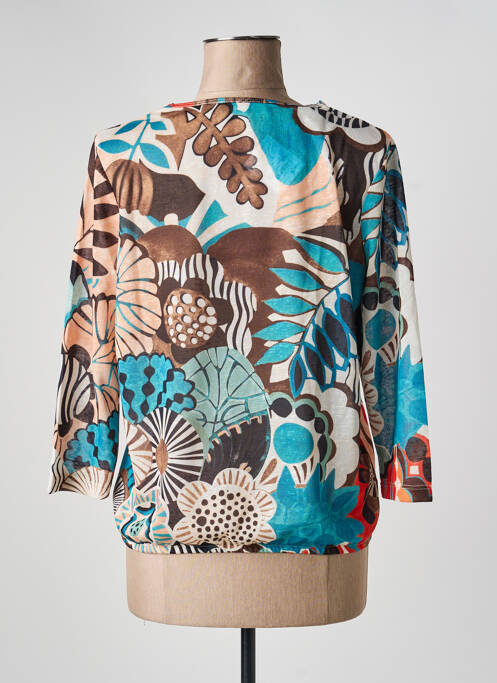 Blouse imprimé fleurs manches 3/4 vert CHRISTINE LAURE femme