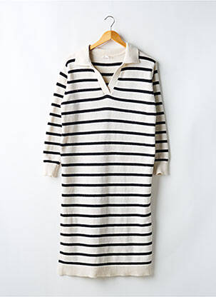 Robe pull col v manches longues beige STUDIO 21 femme